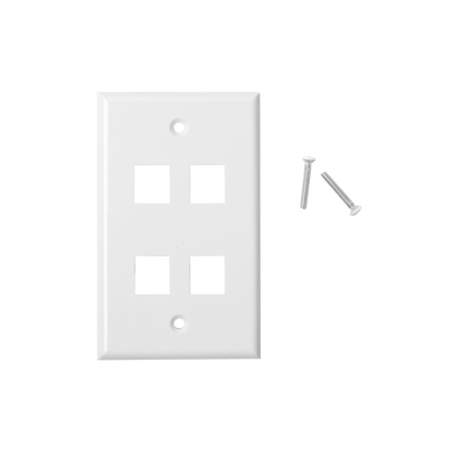 Placa de Pared de 4 Puertos, Keystone, Color Blanco