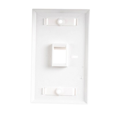 Placa de Pared de 1 Puerto, Keystone, con Espacio para Etiqueta, Color Blanco