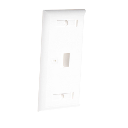 Placa de Pared de 1 Puerto, Keystone, con Espacio para Etiqueta, Color Blanco