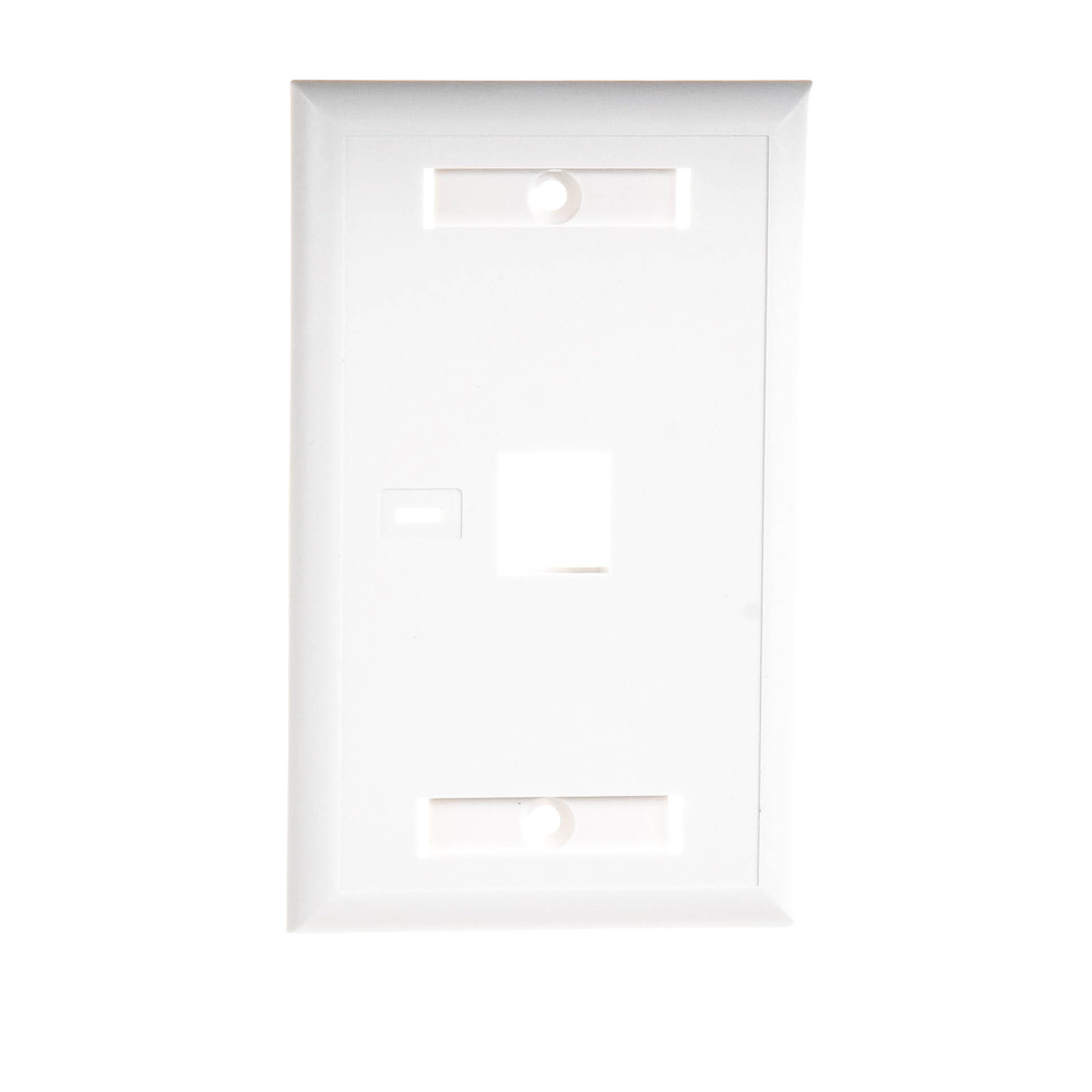 Placa de Pared de 1 Puerto, Keystone, con Espacio para Etiqueta, Color Blanco