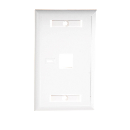 Placa de Pared de 1 Puerto, Keystone, con Espacio para Etiqueta, Color Blanco