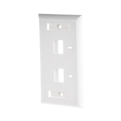 Placa de Pared de 2 Puertos, Keystone, con Espacio para Etiqueta, Color Blanco