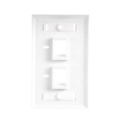 Placa de Pared de 2 Puertos, Keystone, con Espacio para Etiqueta, Color Blanco