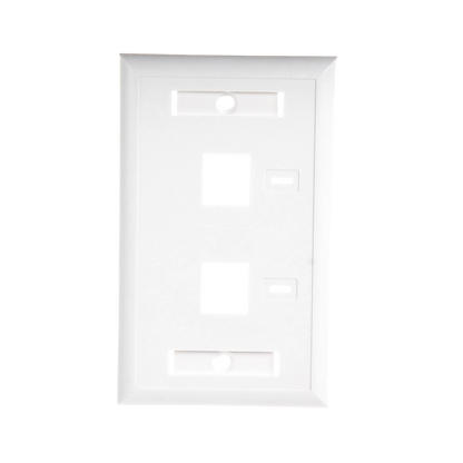 Placa de Pared de 2 Puertos, Keystone, con Espacio para Etiqueta, Color Blanco