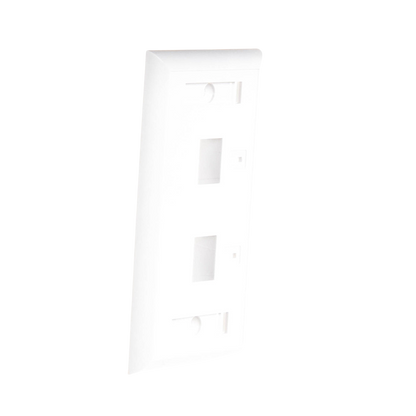 Placa de Pared de 2 Puertos, Keystone, con Espacio para Etiqueta, Color Blanco