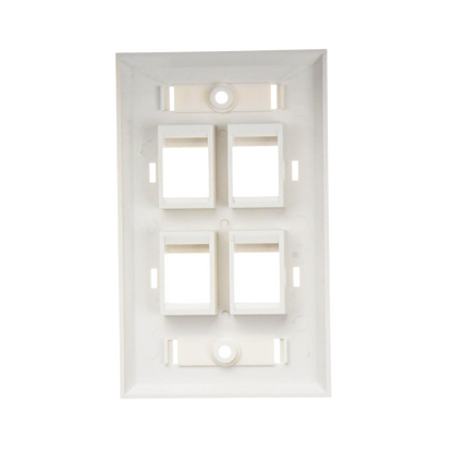 Placa de Pared de 4 Puertos, Keystone, con Espacio para Etiqueta, Color Blanco