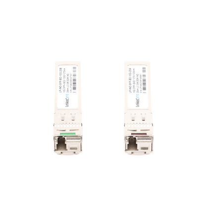 Transceptores Ópticos Industriales Bidireccionales SFP+ (Mini-Gbic) / Monomodo 1270 & 1330 nm / 10 Gbps / 10GBASE / Conector LC/UPC Simplex / DDM / Hasta 20 km / 2 Piezas