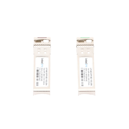 Transceptores Ópticos Industriales Bidireccionales SFP+ (Mini-Gbic) / Monomodo 1270 & 1330 nm / 10 Gbps / 10GBASE / Conector LC/UPC Simplex / DDM / Hasta 20 km / 2 Piezas