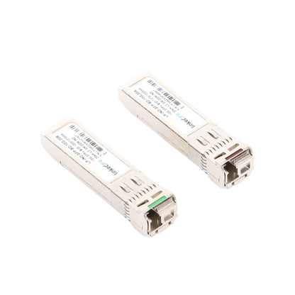 Transceptores Ópticos Industriales Bidireccionales SFP+ (Mini-Gbic) / Monomodo 1270 & 1330 nm / 10 Gbps / 10GBASE / Conector LC/UPC Simplex / DDM / Hasta 20 km / 2 Piezas