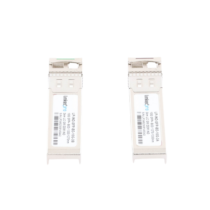Transceptores Ópticos Industriales Bidireccionales SFP+ (Mini-Gbic) / Monomodo 1270 & 1330 nm / 10 Gbps / 10GBASE / Conector LC/UPC Simplex / DDM / Hasta 3 km / 2 Piezas