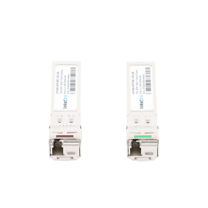 Transceptores Ópticos Industriales Bidireccionales SFP+ (Mini-Gbic) / Monomodo 1270 & 1330 nm / 10 Gbps / 10GBASE / Conector LC/UPC Simplex / DDM / Hasta 5 km / 2 Piezas