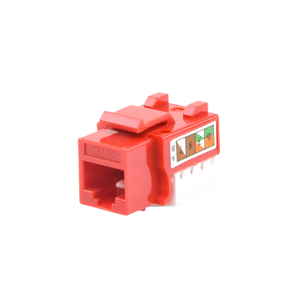 Módulo Jack Keystone Cat5e con Terminación 110 (Punchdown) para Faceplate - Color Rojo