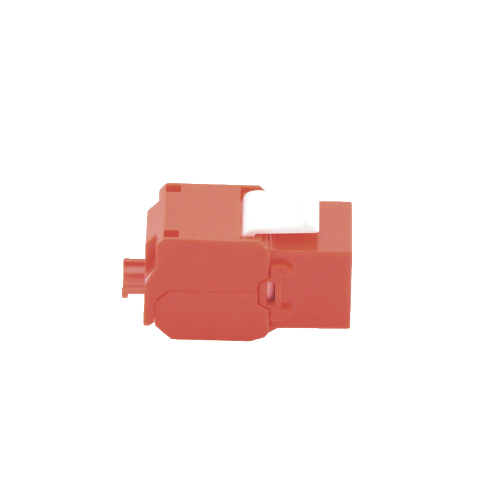 Módulo Jack Keystone Cat5e (Toolless), con Terminación en Ángulo 180 - Color Rojo, Compatible con Faceplate y Patchpanel Linkedpro