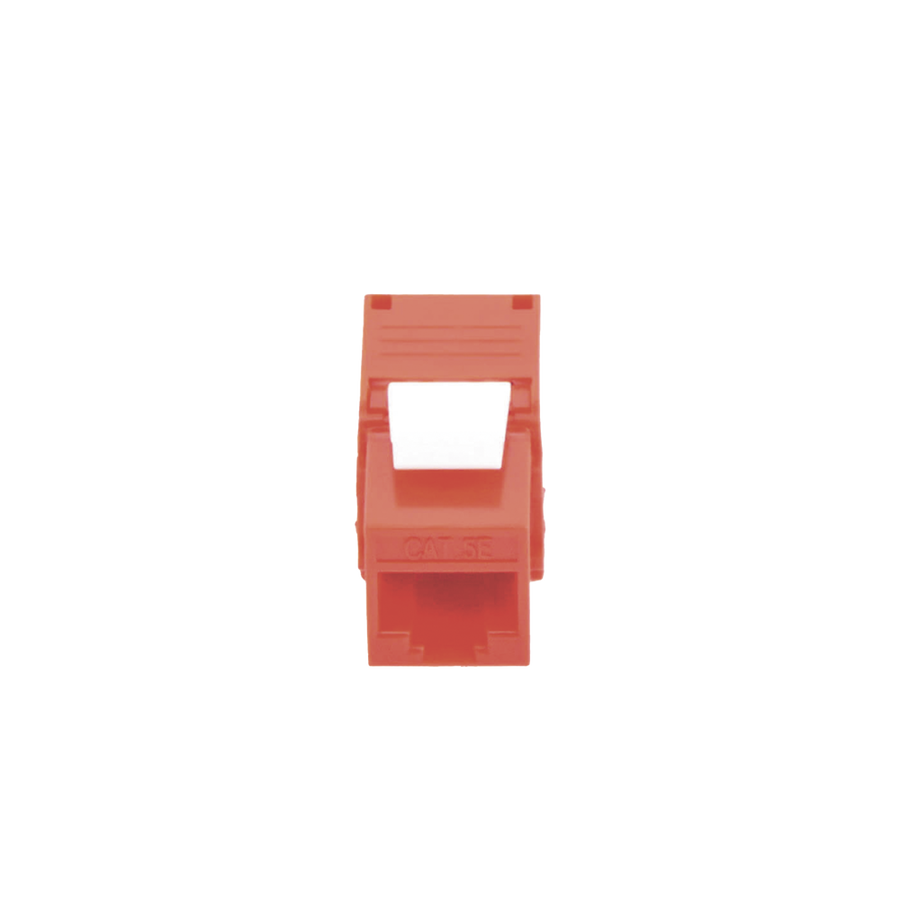 Módulo Jack Keystone Cat5e (Toolless), con Terminación en Ángulo 180 - Color Rojo, Compatible con Faceplate y Patchpanel Linkedpro