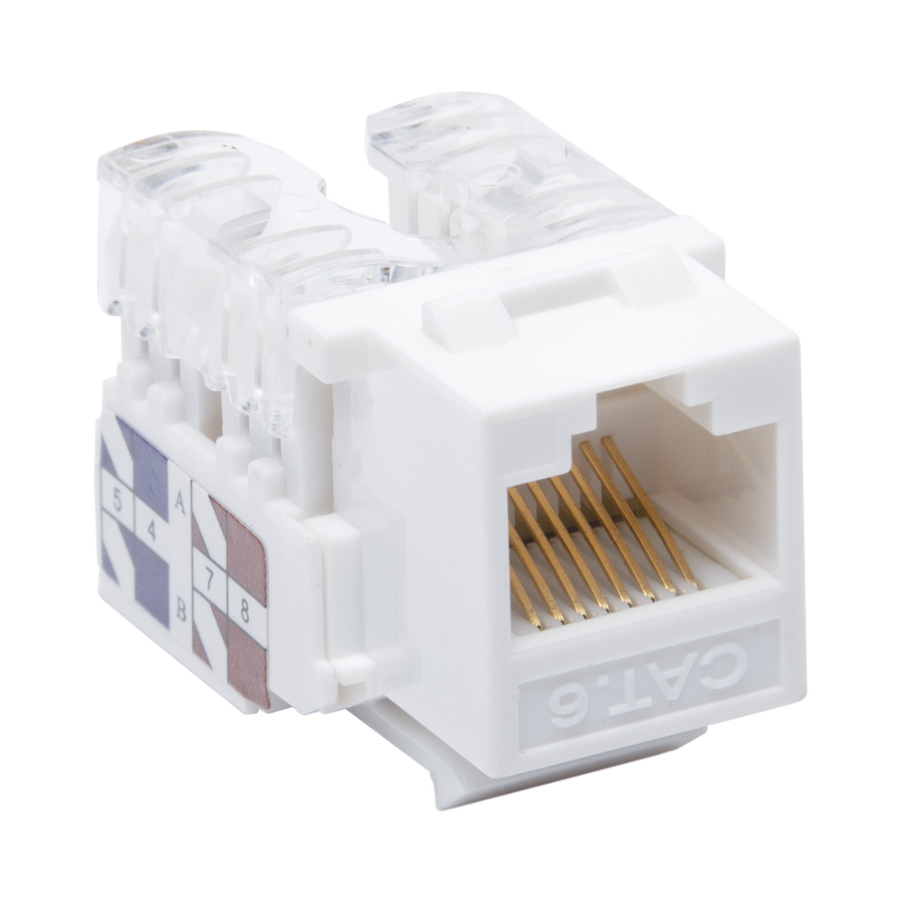 Módulo Jack Keystone Cat6 con Terminación 110 (Punchdown) para Faceplate - Color Blanco