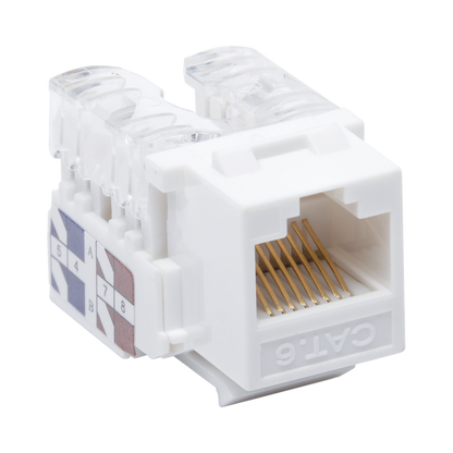 Módulo Jack Keystone Cat6 con Terminación 110 (Punchdown) para Faceplate - Color Blanco