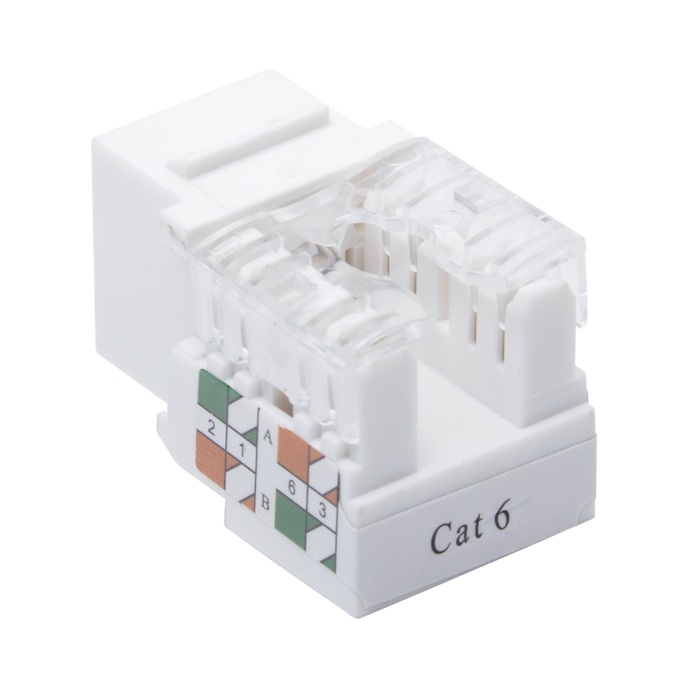 Módulo Jack Keystone Cat6 con Terminación 110 (Punchdown) para Faceplate - Color Blanco