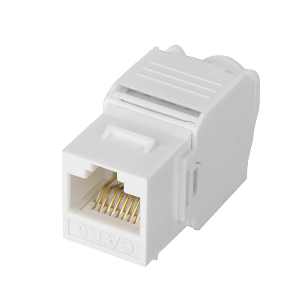 Módulo Jack Keystone Cat6 (Toolless), con Terminación en Ángulo 180 - Color Blanco, Compatible con Faceplate y Patchpanel Linkedpro