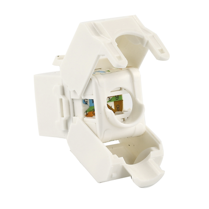 Módulo Jack Keystone Cat6 (Toolless), con Terminación en Ángulo 180 - Color Blanco, Compatible con Faceplate y Patchpanel Linkedpro