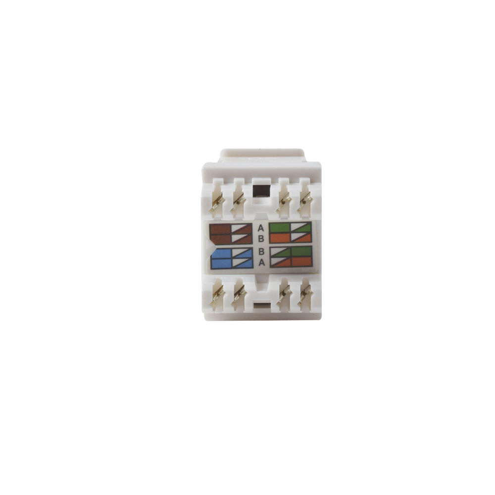 Módulo Jack Keystone Cat6 con Terminación 110 (Punchdown) Ángulo 180 - Color Blanco