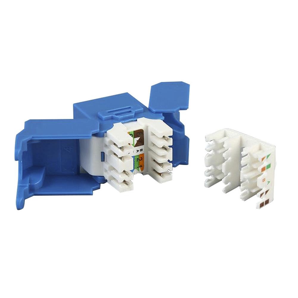 Módulo Jack Keystone Cat6A (Toolless), con Terminación en Ángulo 180 - Color Azul, Compatible con Faceplate y Patchpanel Linkedpro