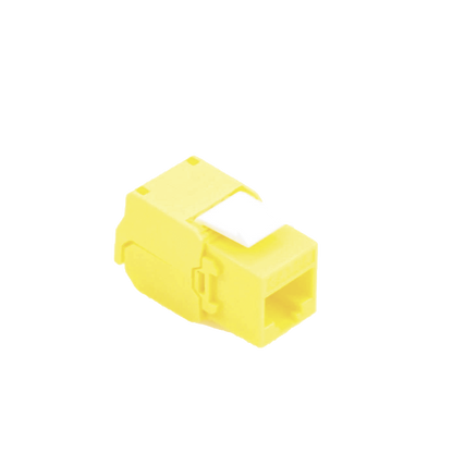 Módulo Jack Keystone Cat6A (Toolless), con Terminación en Ángulo 180 - Color Amarillo, Compatible con Faceplate y Patchpanel Linkedpro