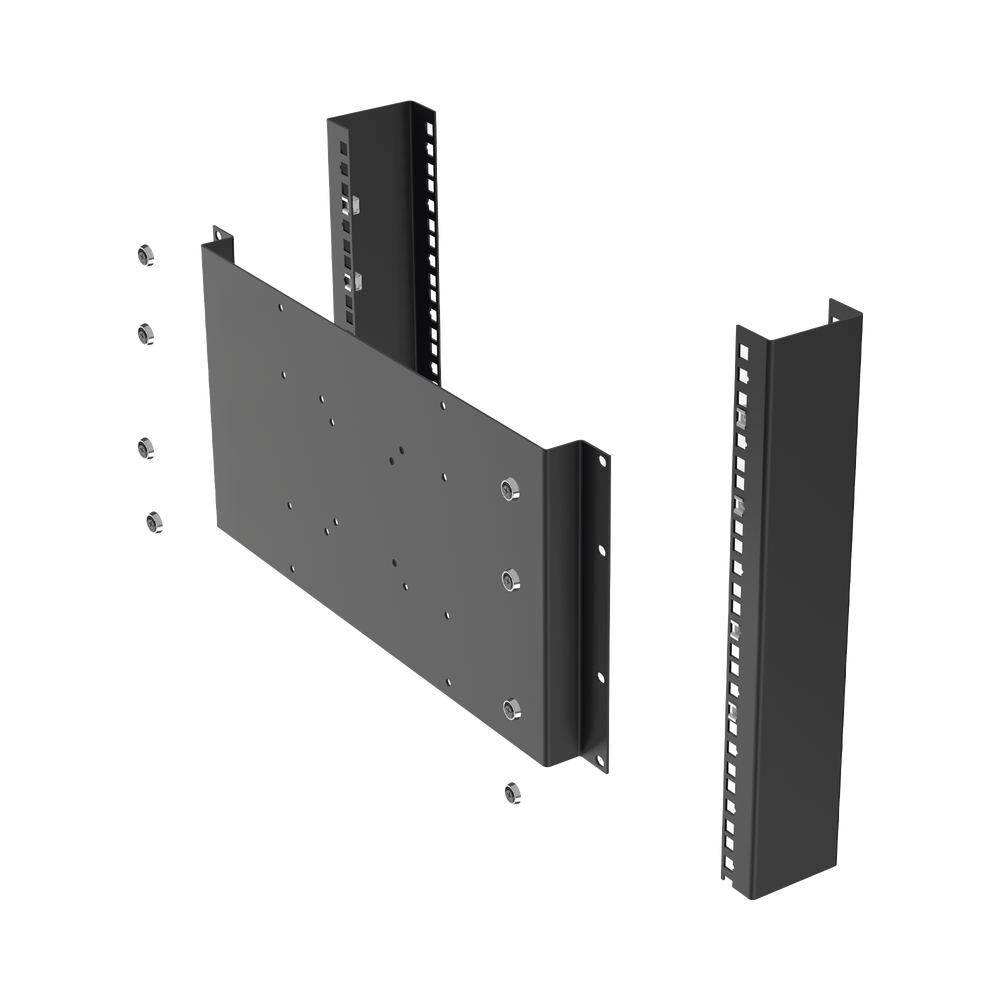 Montaje para Monitor VESA 75x75 hasta 200x200. Compatible con rack 19" 5U.