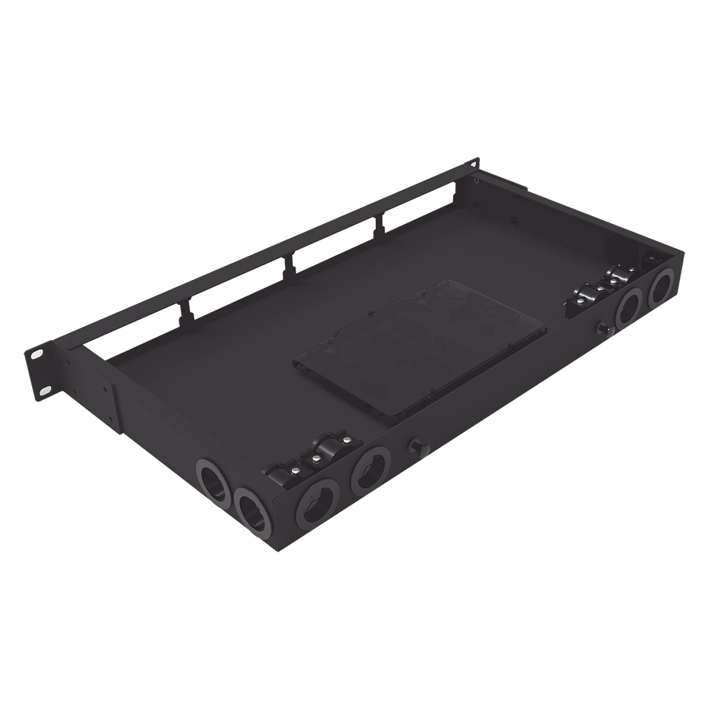 Distribuidor de Fibra Óptica Vacío 19 Pulgadas, Acepta 4 Placas Acopladoras de Linkedpro, Hasta 24 Fibras, 1UR, Incluye Charola de Empalme