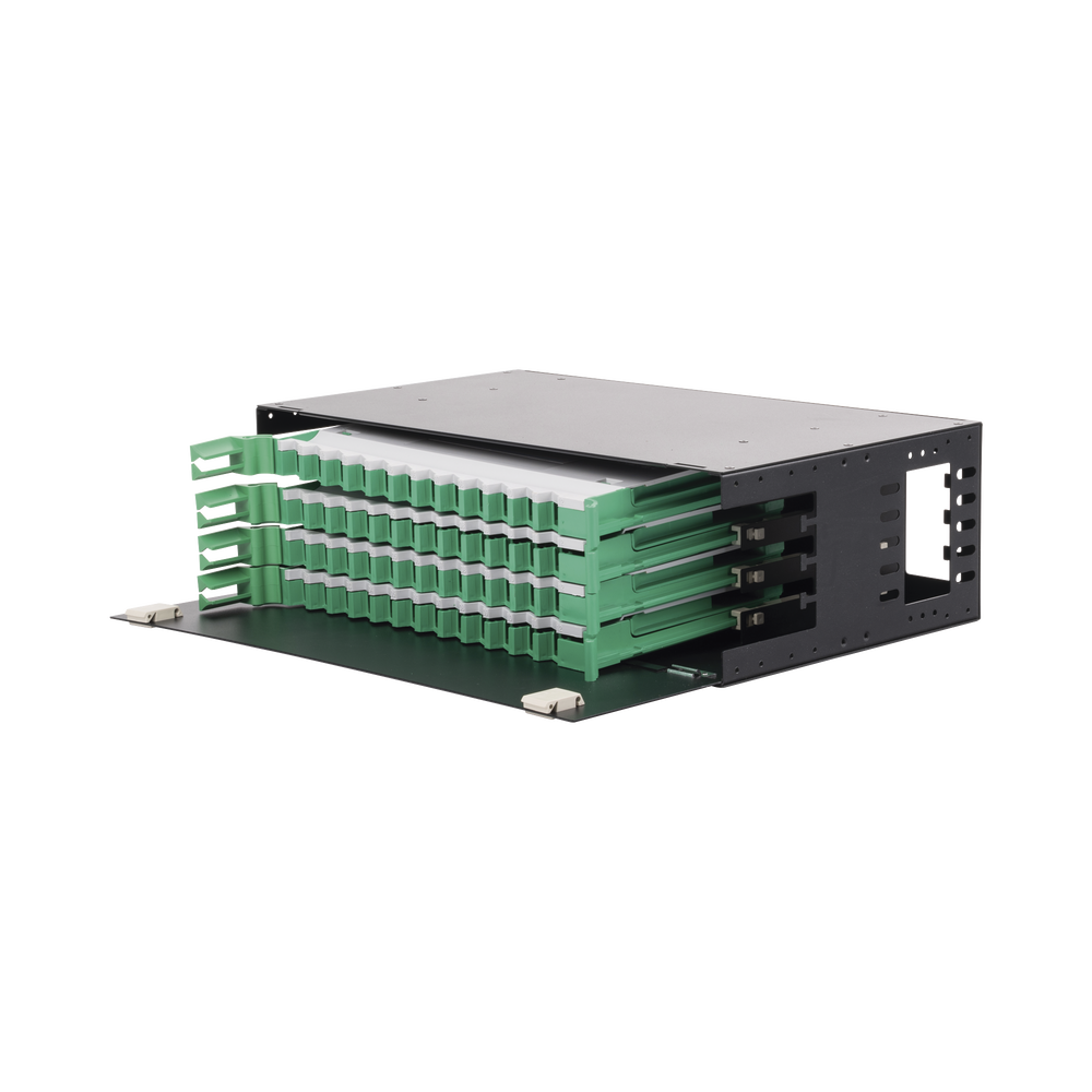 Distribuidor de Fibra Óptica con Bandejas Deslizables, Vacío, 19 Pulgadas (48.26 cm), Acepta 48 Adaptadores LC Duplex o LC Simplex o 48 SC Simplex, 3U
