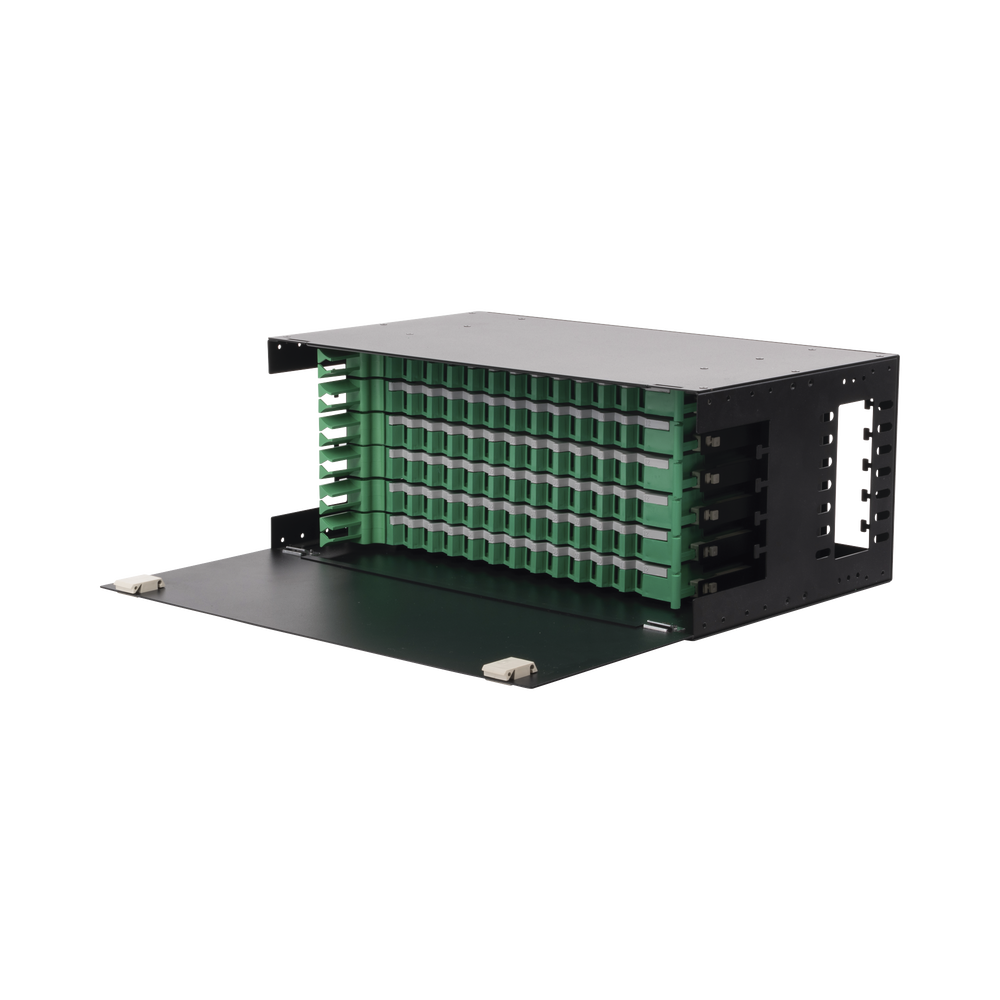 Distribuidor de Fibra Óptica con Bandejas Deslizables, Vacío, 19 Pulgadas, Acepta 72 Adaptadores LC Duplex o LC Simplex o 72 SC Simplex, 4U
