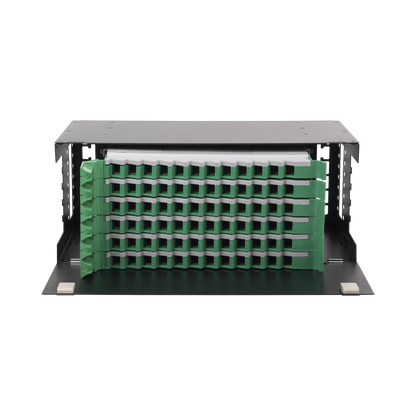 Distribuidor de Fibra Óptica con Bandejas Deslizables, Vacío, 19 Pulgadas, Acepta 72 Adaptadores LC Duplex o LC Simplex o 72 SC Simplex, 4U