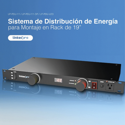 PDU para Distribución de Energía, Montaje en Rack, 11 salidas, Instalación Horizontal, de 19in, 1U, 15 Amp, 120 Vca, Con Indicador Led