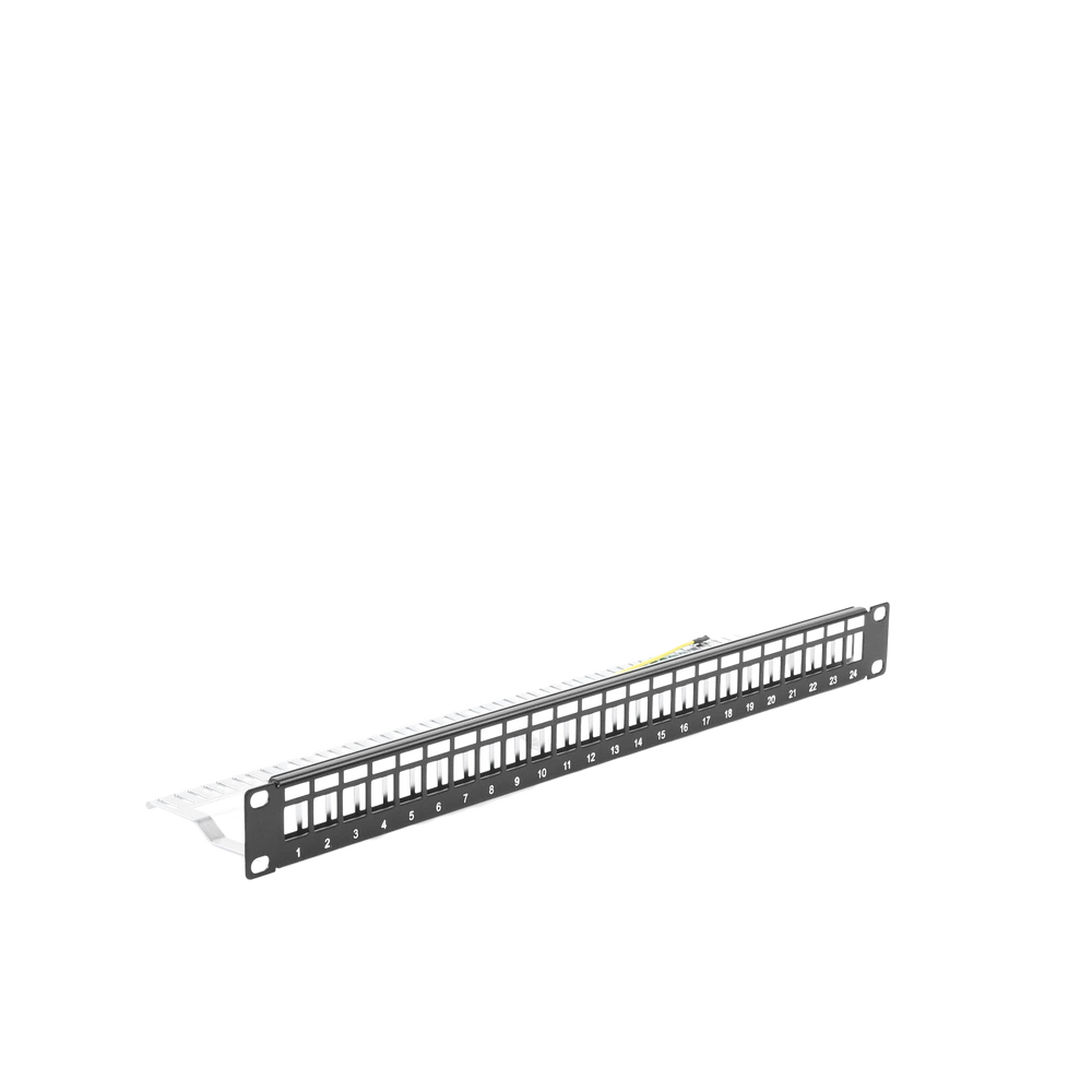 Patch Panel Modular Blindado (STP) de 24 Puertos, con Barra para Organizar Cable