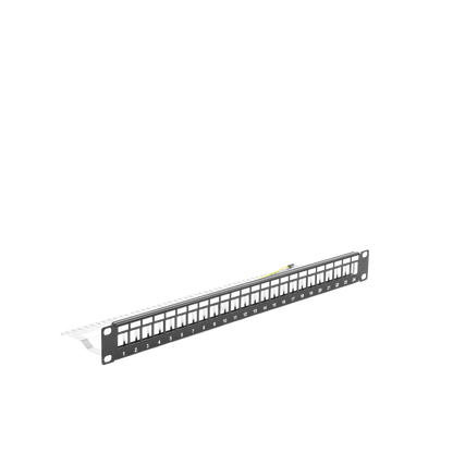 Patch Panel Modular Blindado (STP) de 24 Puertos, con Barra para Organizar Cable