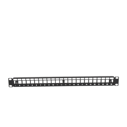 Patch Panel Modular sin Blindaje de 24 Puertos, 1U, con Barra para Organizar Cable