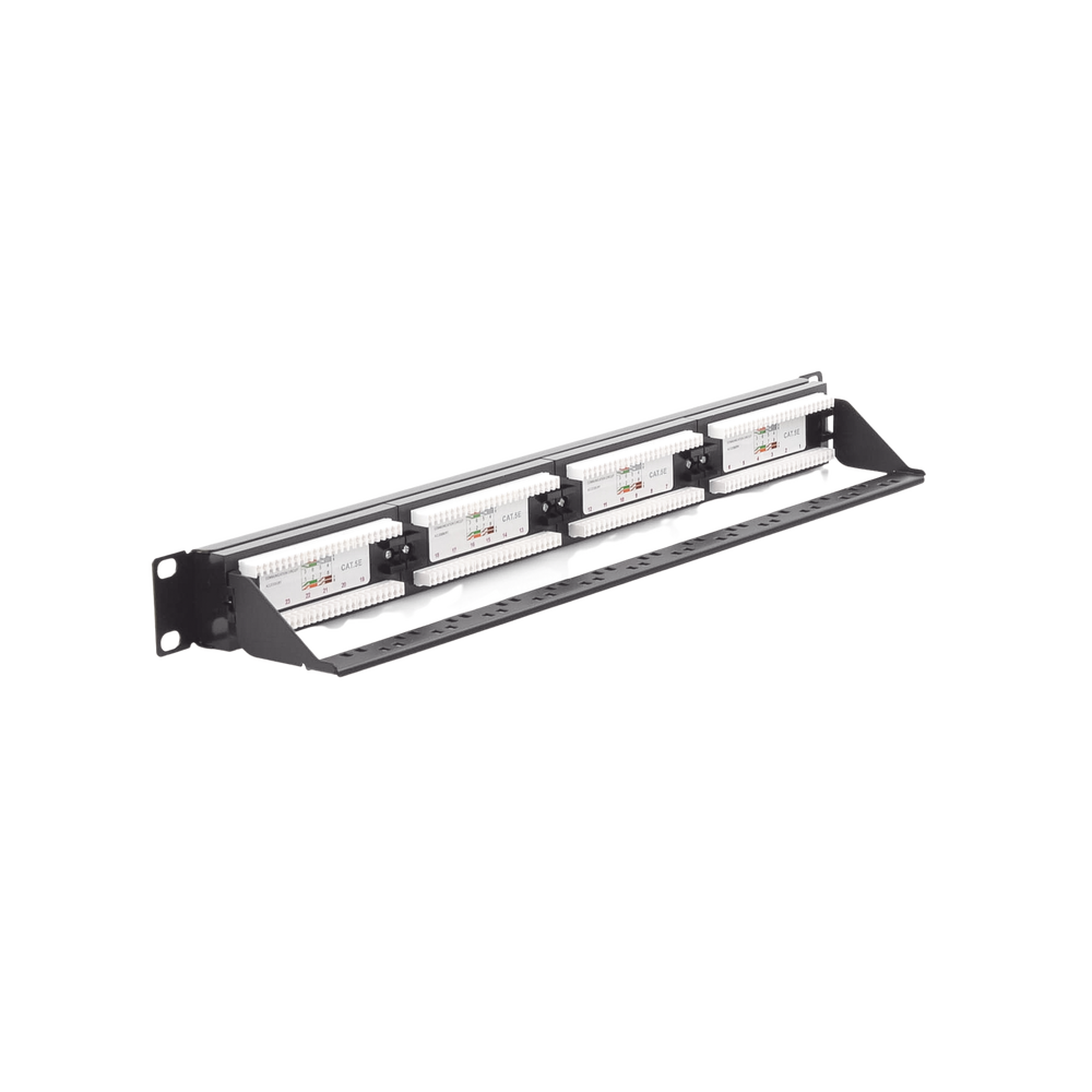Panel de Parcheo de Impacto (110) UTP de 24 Puertos Cat5e, 19 Pulgadas con Barra para Organizar Cable