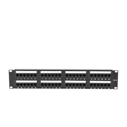 Panel de Parcheo de Impacto (110) UTP de 48 Puertos Cat5e 19 Pulgadas (48.26 cm), 2U con Barra para Organizar Cable