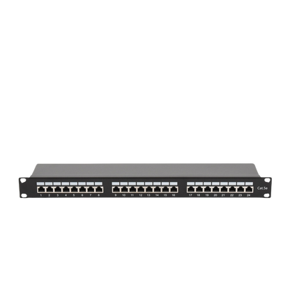 Panel de Parcheo de Impacto Blindado (STP) de 24 Puertos Cat5e, 19 Pulgadas