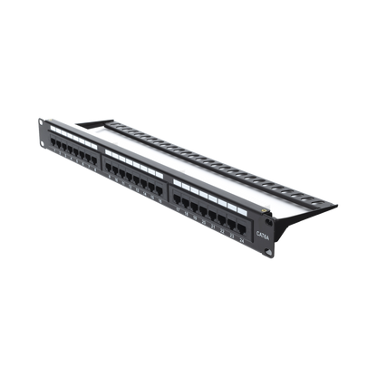 Panel de Parcheo de Impacto (110) UTP de 24 Puertos Cat6A, 19 Pulgadas (48.26 cm), con Barra para Organizar Cables y Espacio para Etiqueta