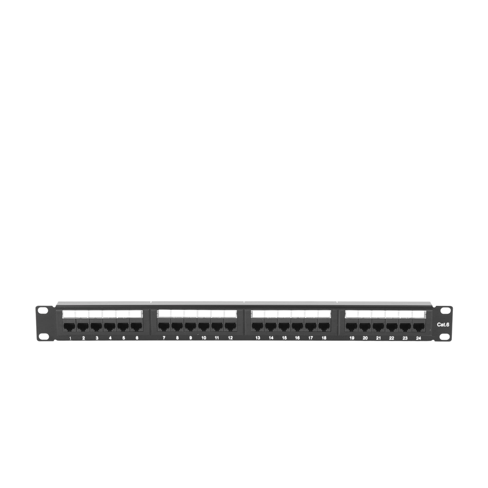 Panel de Parcheo de Impacto (110) UTP de 24 Puertos Cat6, 19 Pulgadas (48.26 cm), con Barra para Organizar Cable