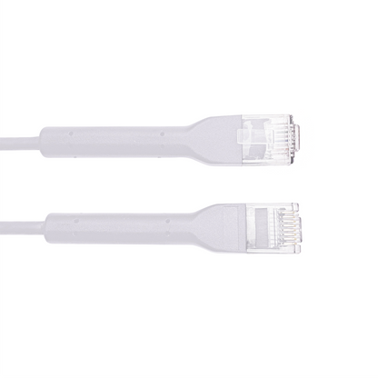 Mini Patch Cord Cat6A Ultra Slim 15 cm Blanco – Ahorra Espacio sin Organizadores, con Bota Flexible