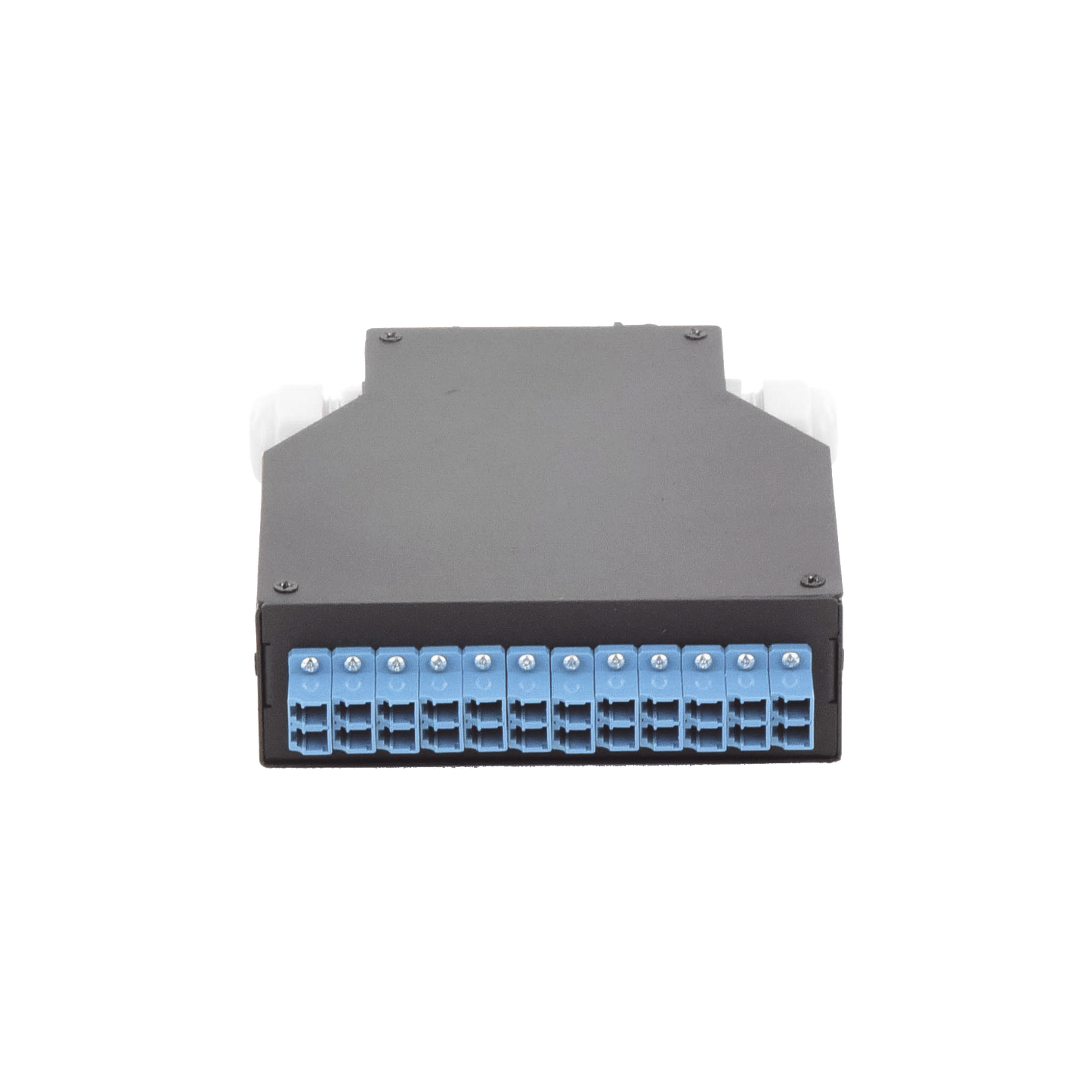 Distribuidor de Fibra Óptica Para Riel Din, 12 acopladores LC/UPC Duplex Monomodo con Charola de Empalme