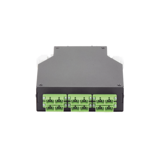 Distribuidor de Fibra Óptica para Riel Din, 6 Acopladores SC/APC Duplex Monomodo con Charola de Empalme