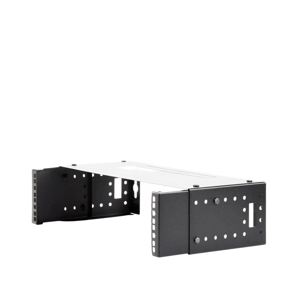 Rack Abierto de montaje en Pared, de 19in,  Profundidad Ajustable (8" a 12") de 2.5  Unidades de rack, con Capacidad de Crecimiento.