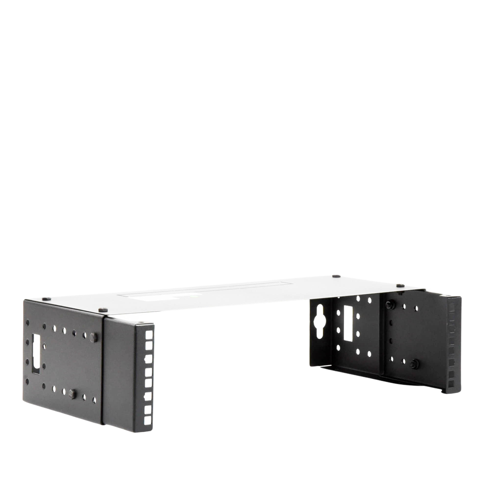 Rack Abierto de montaje en Pared, de 19in,  Profundidad Ajustable (8" a 12") de 2.5  Unidades de rack, con Capacidad de Crecimiento.