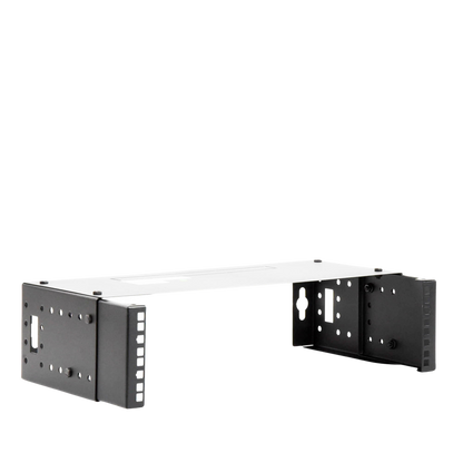 Rack Abierto de montaje en Pared, de 19in,  Profundidad Ajustable (8" a 12") de 2.5  Unidades de rack, con Capacidad de Crecimiento.