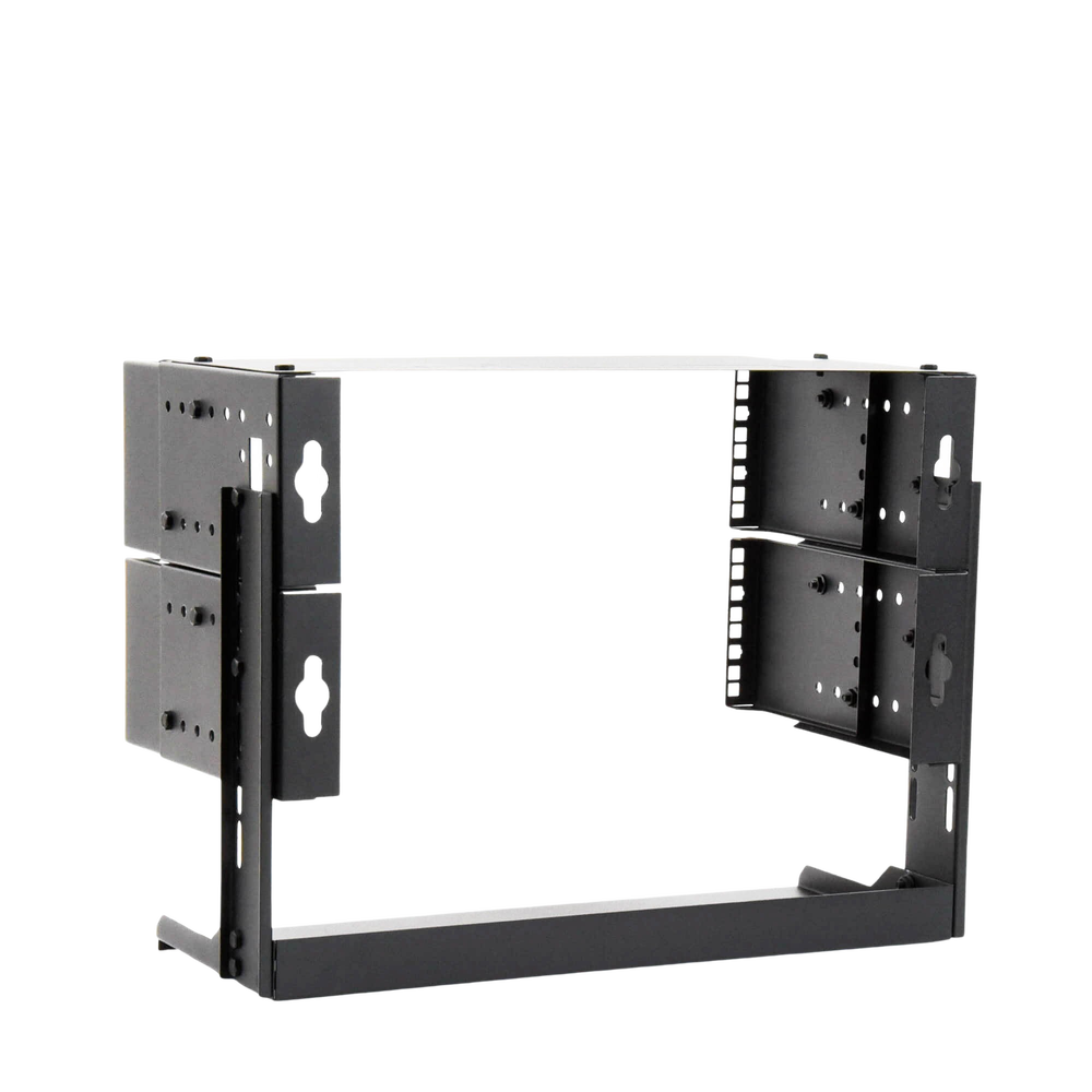 Rack Abierto de montaje en Pared, de 19in, 5 Unidades de rack, Profundidad Ajustable (8" a 12") con Charola de Uso Múltiple.