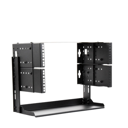 Rack Abierto de montaje en Pared, de 19in, 5 Unidades de rack, Profundidad Ajustable (8" a 12") con Charola de Uso Múltiple.