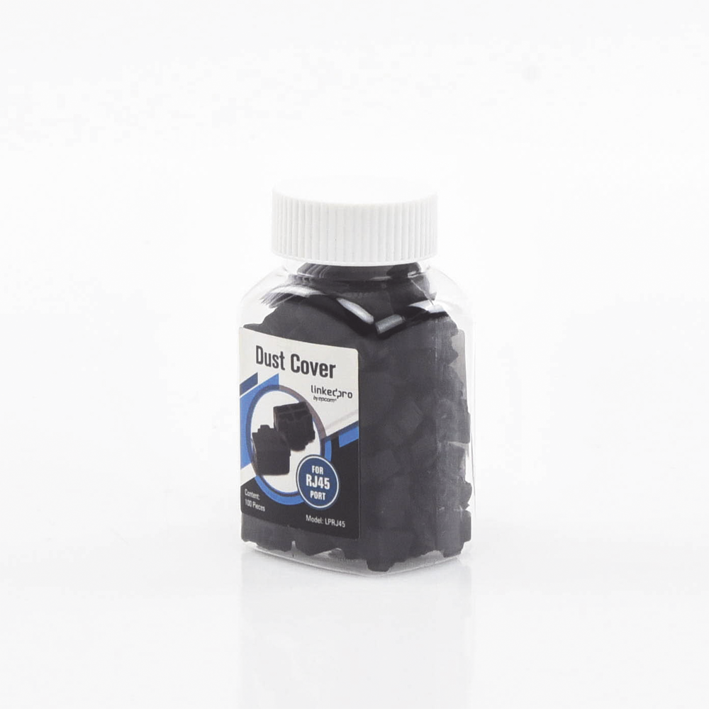 Bote con 100 Protectores Anti-Polvo para Puerto RJ45 Color Negro