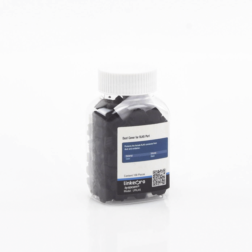 Bote con 100 Protectores Anti-Polvo para Puerto RJ45 Color Negro